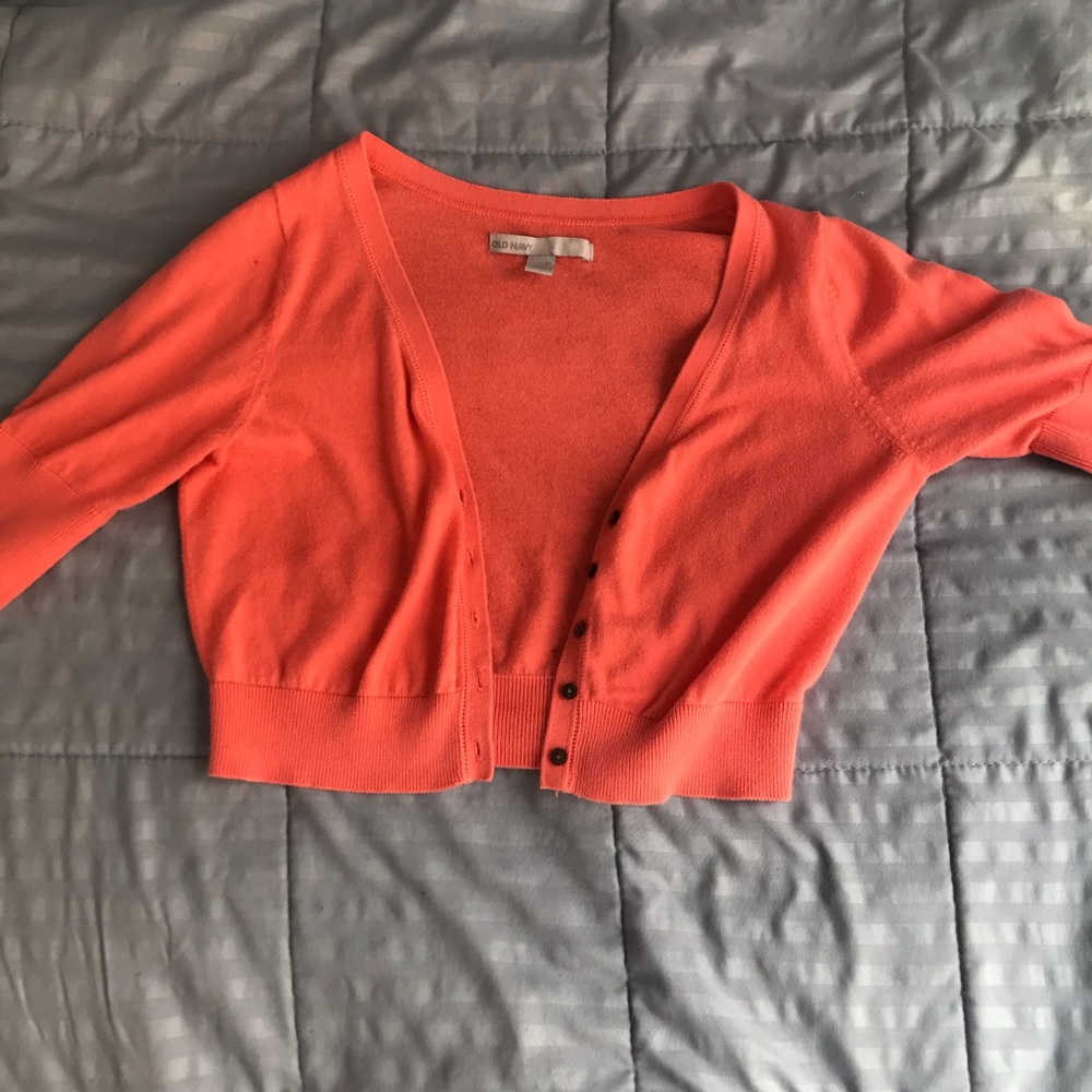 old navy cropped short sleeve cardigan sweater